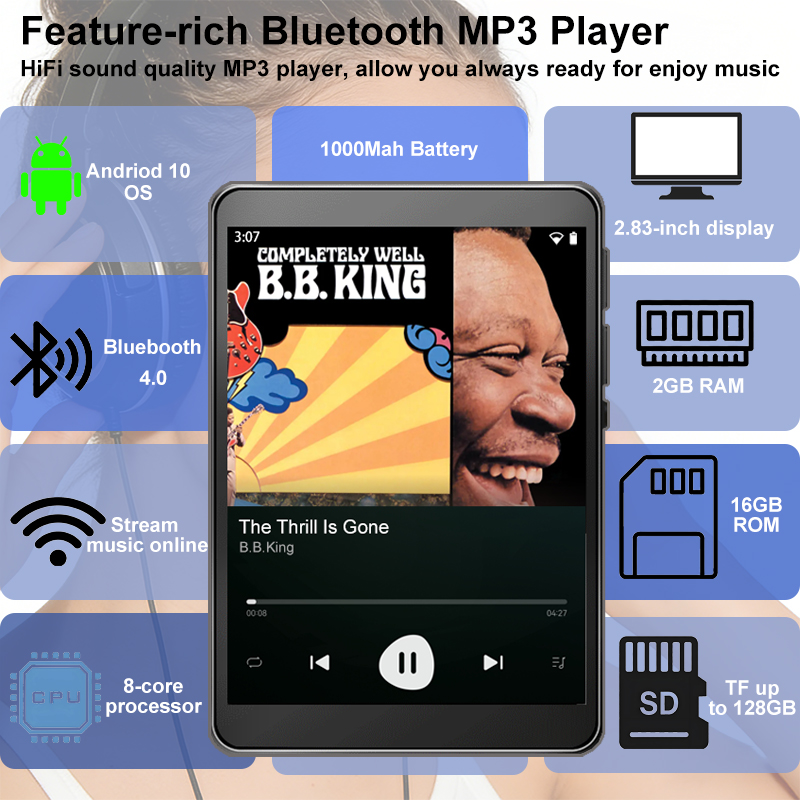 Audio Music Download Mp3 - WiFi MP3 Player Andriod 10 Spotify