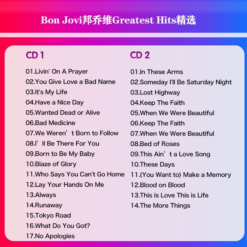 Bon Jovi Greatest Hits Collect - Audio Music Lyrics recension och pris