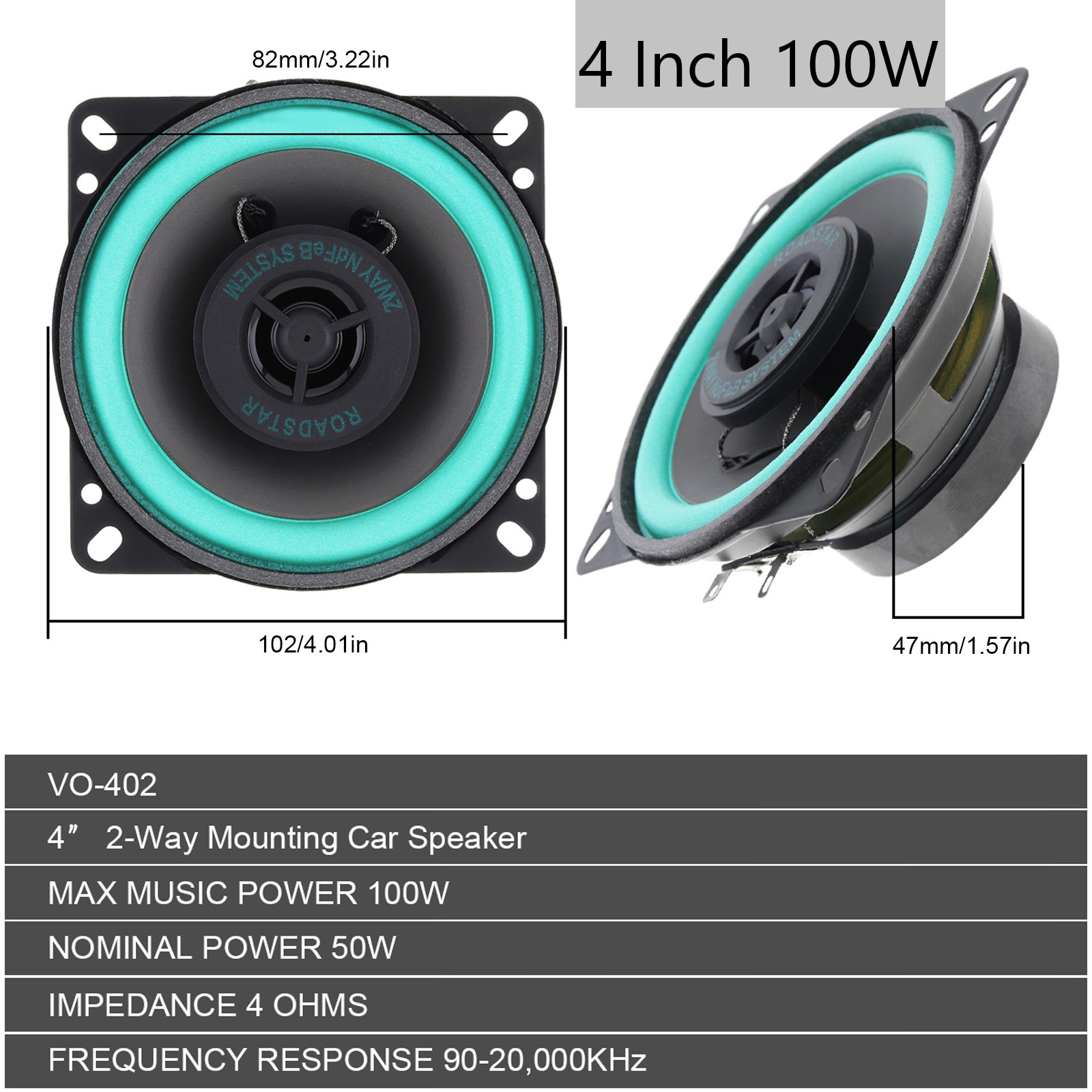 4 Inch / 5 Inch 100W Car HiFi  - Audio Universal Music recension och pris