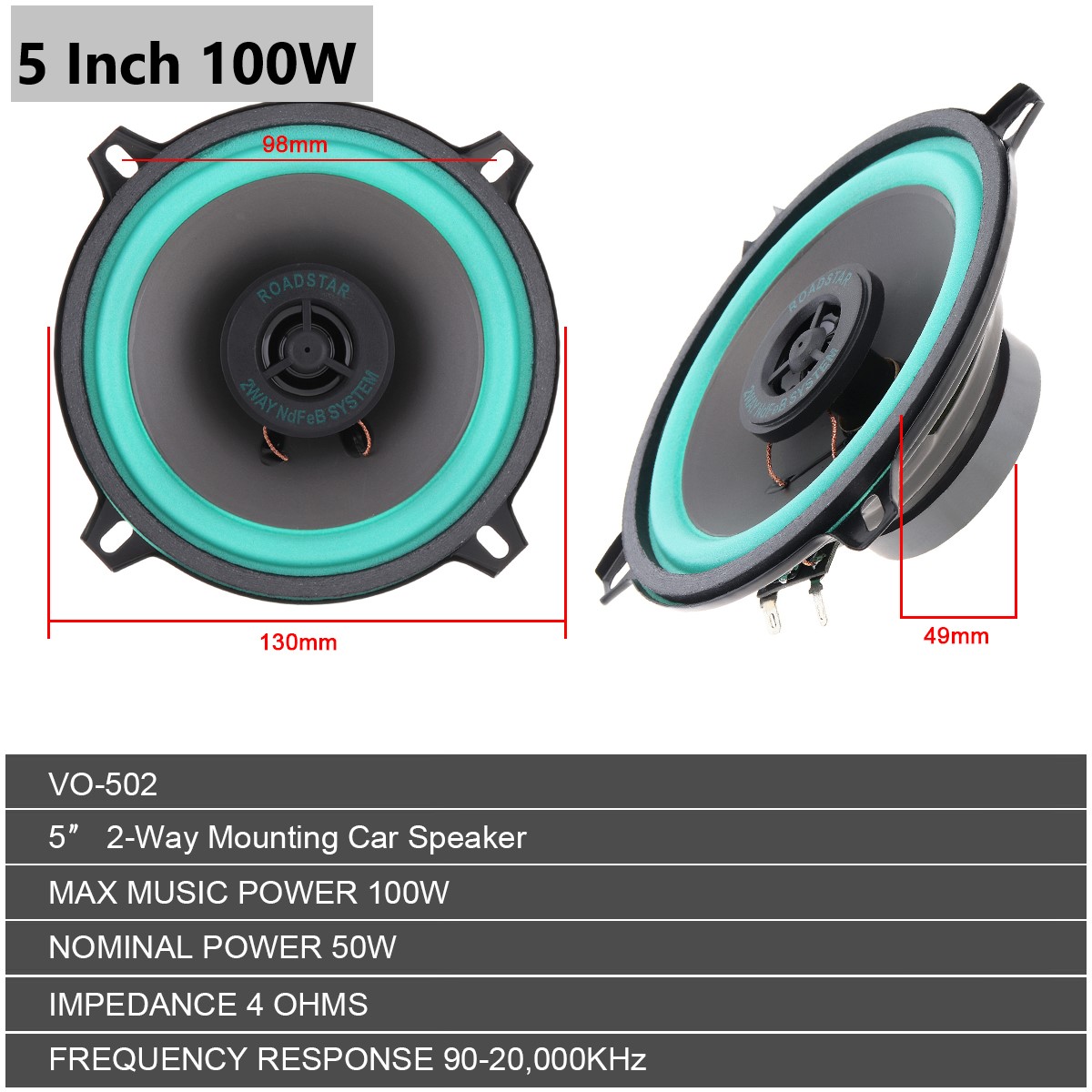 4 Inch / 5 Inch 100W Car HiFi  - Audio Universal Music recension och pris